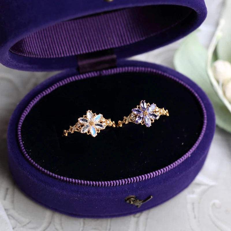 natural tanzanite snowflake ring in 14K gold plated 925 sterling silver