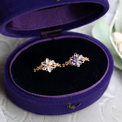 natural tanzanite snowflake ring in 14K gold plated 925 sterling silver