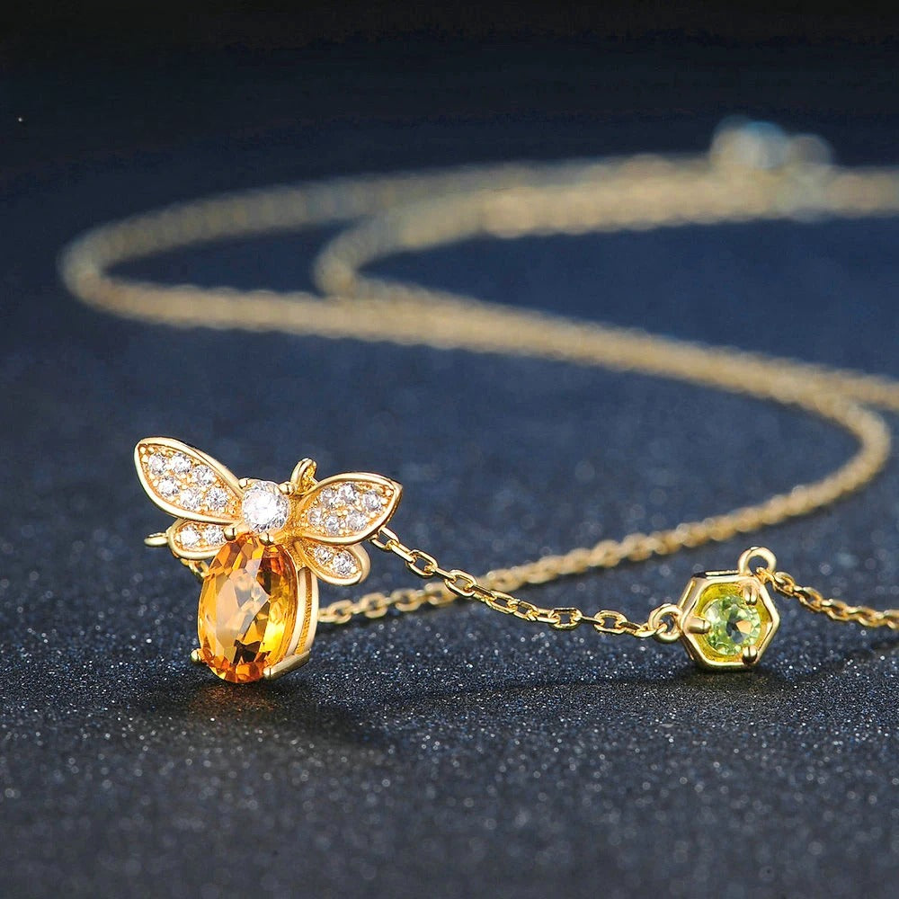 Citrine Bee Charm Pendant