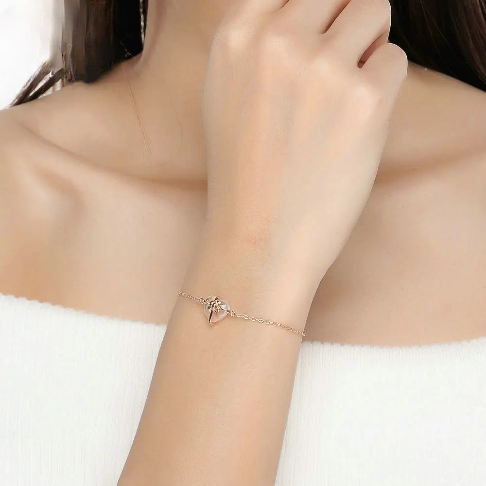 Rose Quartz Heart Bracelet
