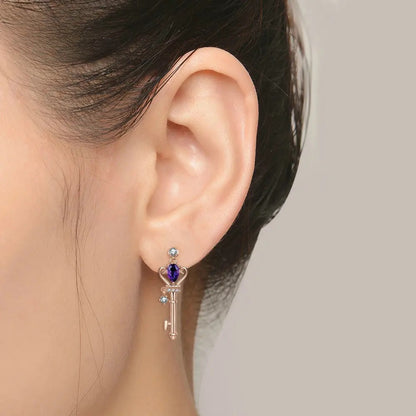 Amethyst Key Earrings