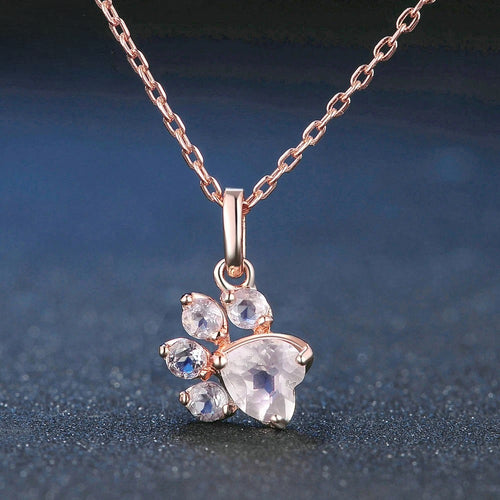 Pink Quartz Paw Necklace