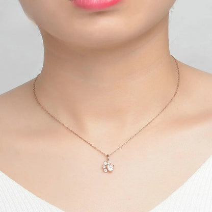Pink Quartz Paw Necklace