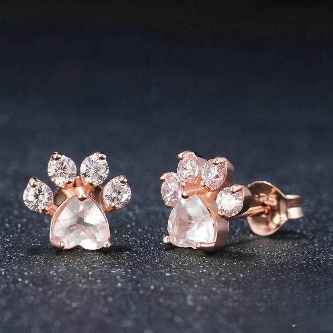 Shop Rose Gold Plated Quartz Paw Earrings