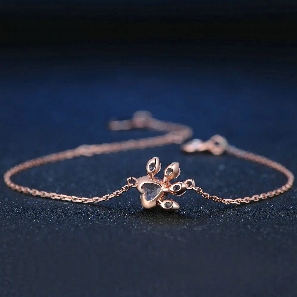 Charming Rose Quartz Bracelet with Paw Design – Perfect Gift for Her